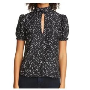 FRAME Keyhole neck silk polka dot blouse Large